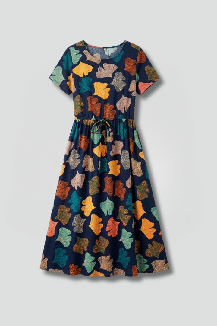 Lettice — Printed Drawstring Midi Dress