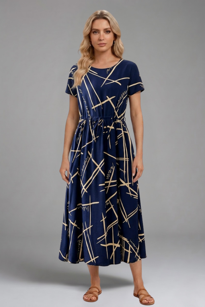 Lettice — Printed Drawstring Midi Dress