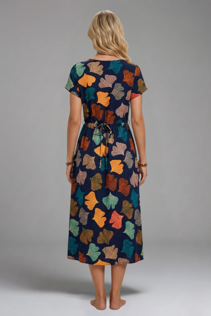 Lettice — Printed Drawstring Midi Dress