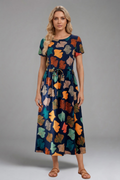 Lettice — Printed Drawstring Midi Dress