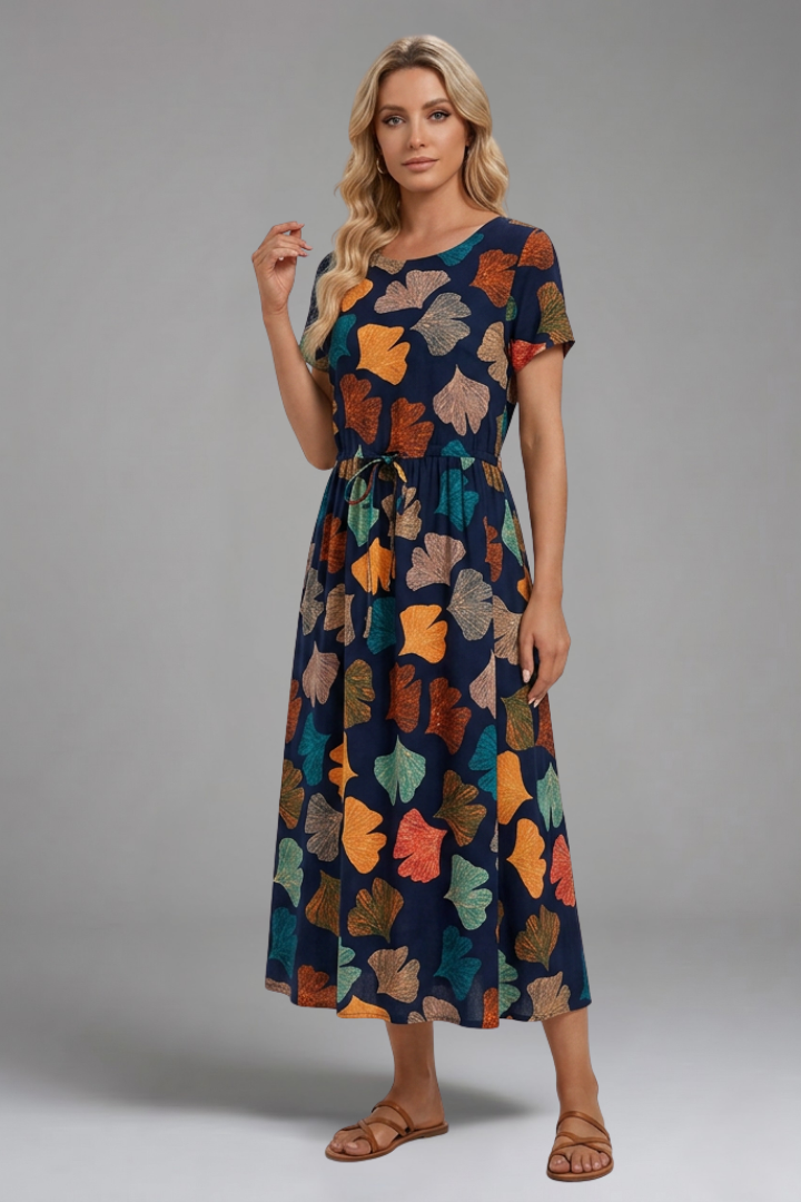 Lettice — Printed Drawstring Midi Dress