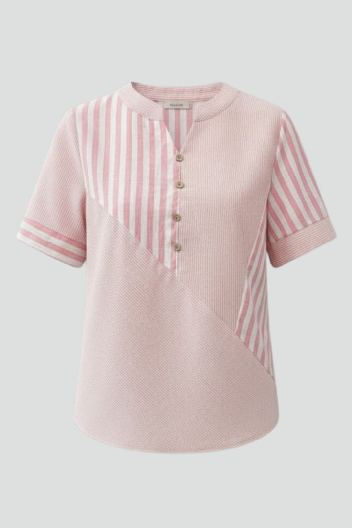 Nissa — Button-Front Short-Sleeve Blouse