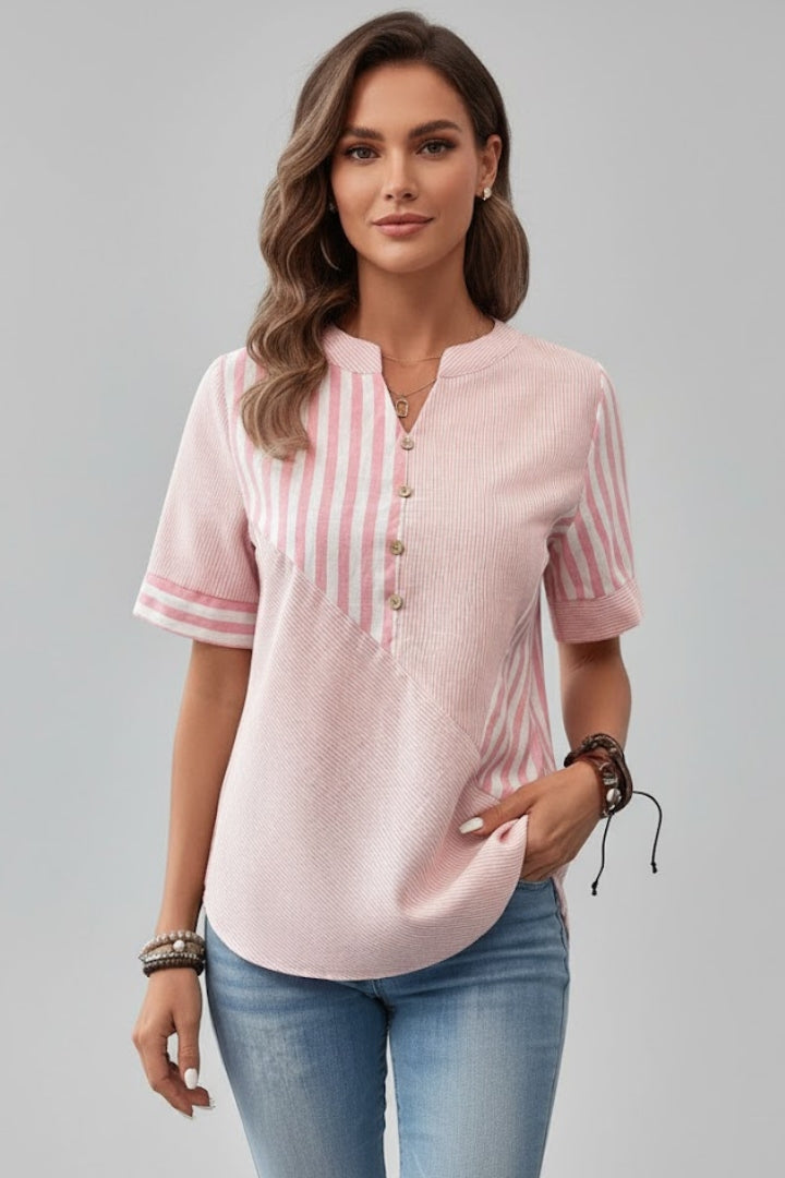Nissa — Button-Front Short-Sleeve Blouse