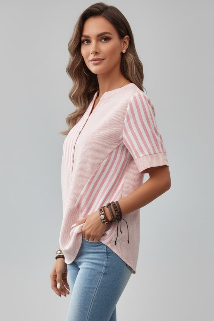 Nissa — Button-Front Short-Sleeve Blouse