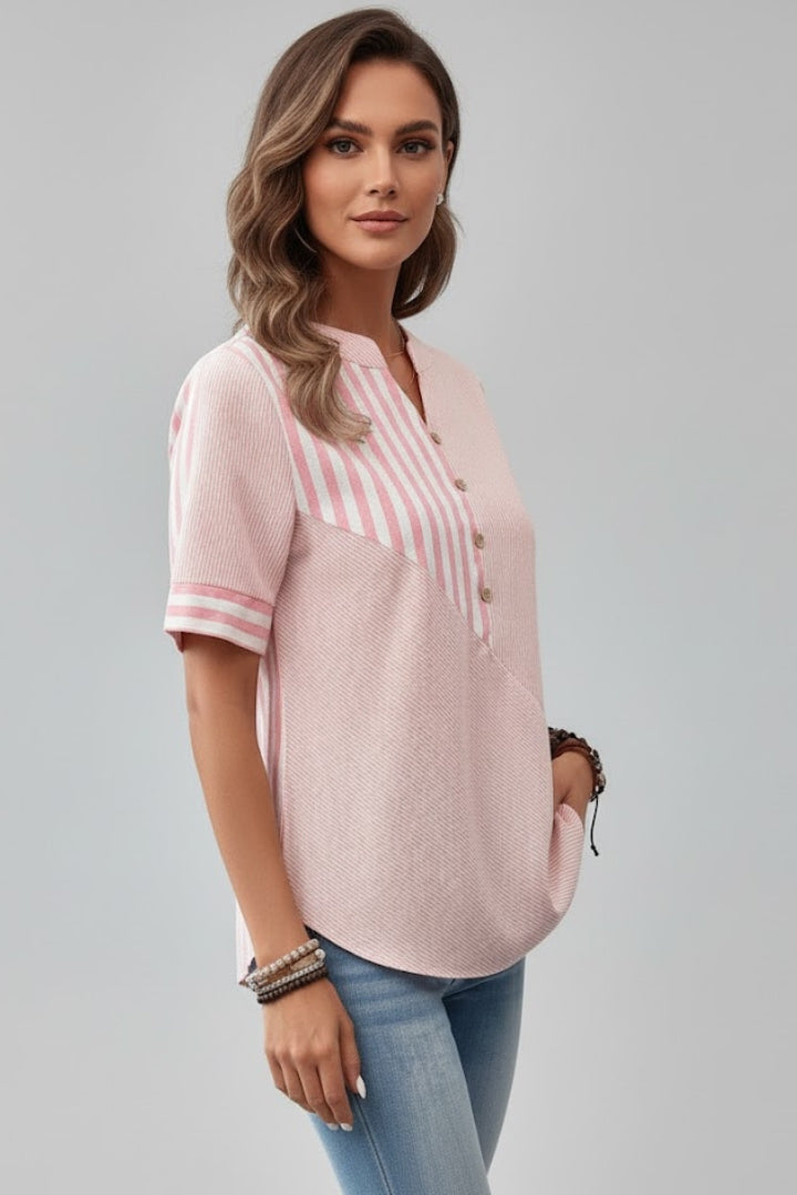 Nissa — Button-Front Short-Sleeve Blouse
