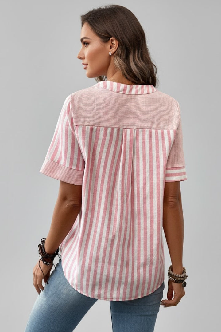 Nissa — Button-Front Short-Sleeve Blouse