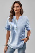 Nissa — Button-Front Short-Sleeve Blouse