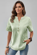 Nissa — Button-Front Short-Sleeve Blouse