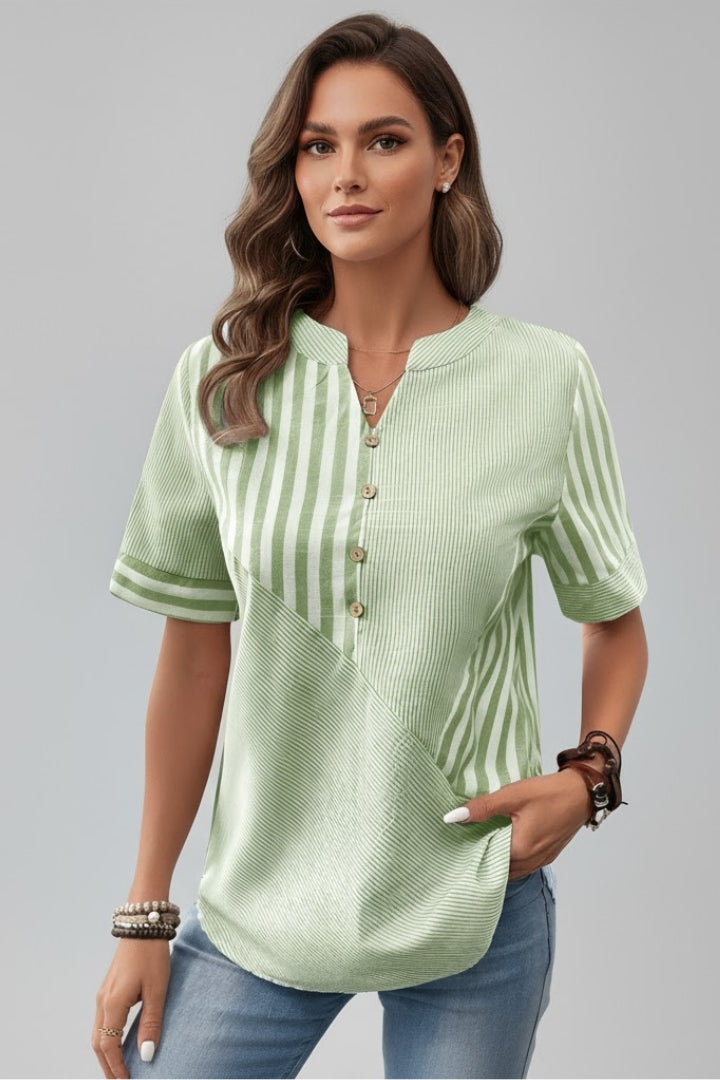 Nissa — Button-Front Short-Sleeve Blouse