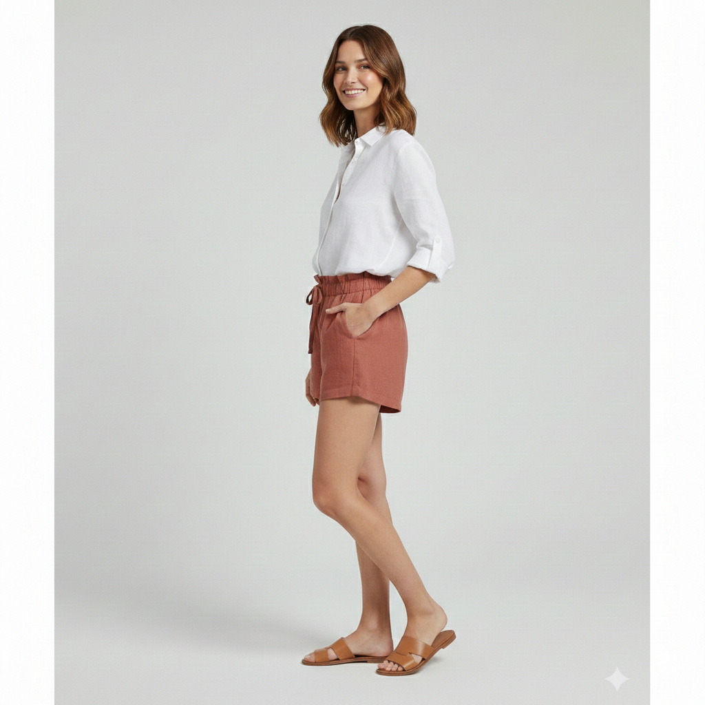 Immy — Drawstring Ruffle-Hem Shorts