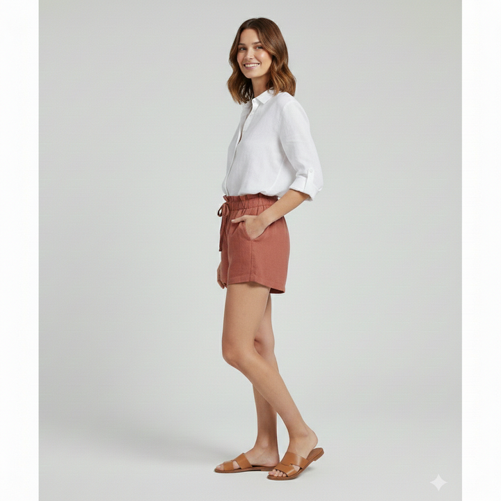 Immy — Drawstring Ruffle-Hem Shorts