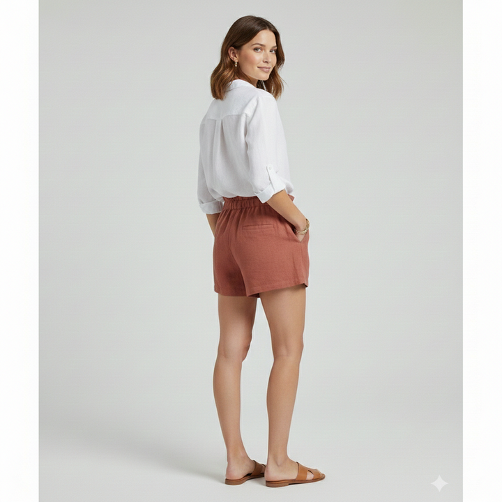 Immy — Drawstring Ruffle-Hem Shorts