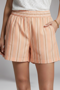 Lena — Striped Elastic-Waist Shorts