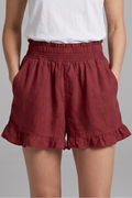 Bex — Smocked Ruffle-Hem Shorts