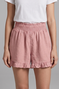 Bex — Smocked Ruffle-Hem Shorts