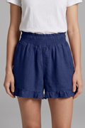 Bex — Smocked Ruffle-Hem Shorts