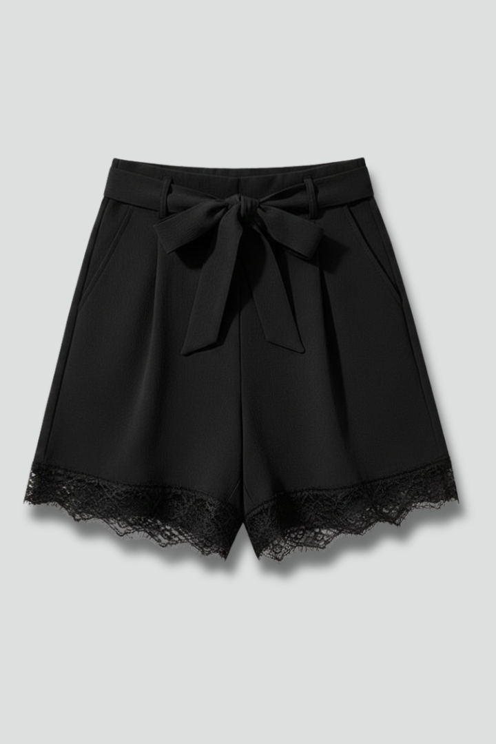 Colette — Tie-Waist Shorts with Lace Hem