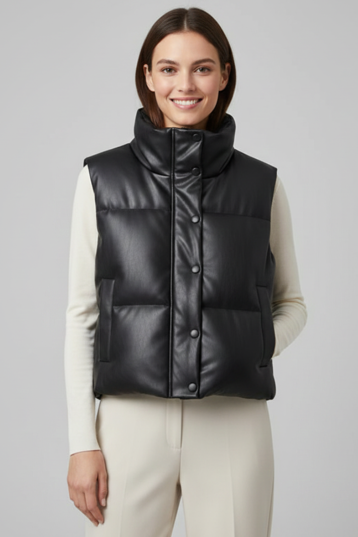 Dominique — Women’s Zip-Front Sleeveless Jacket