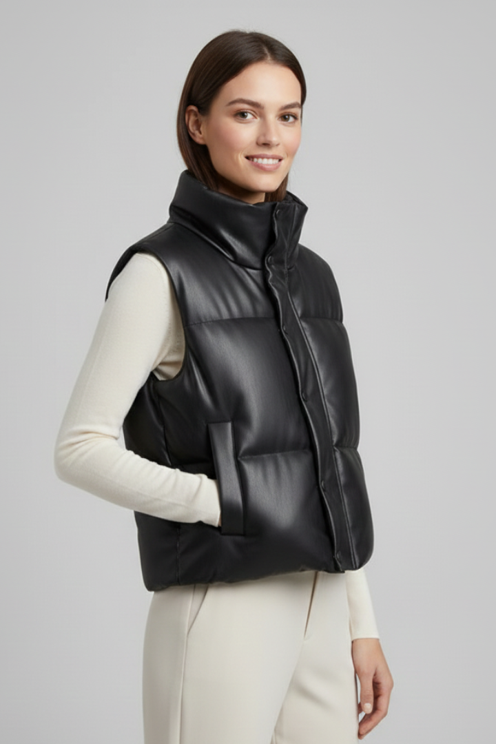 Dominique — Women’s Zip-Front Sleeveless Jacket