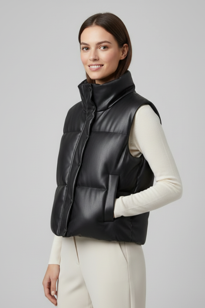 Dominique — Women’s Zip-Front Sleeveless Jacket