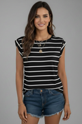 Ivory — Striped Sleeveless Tee