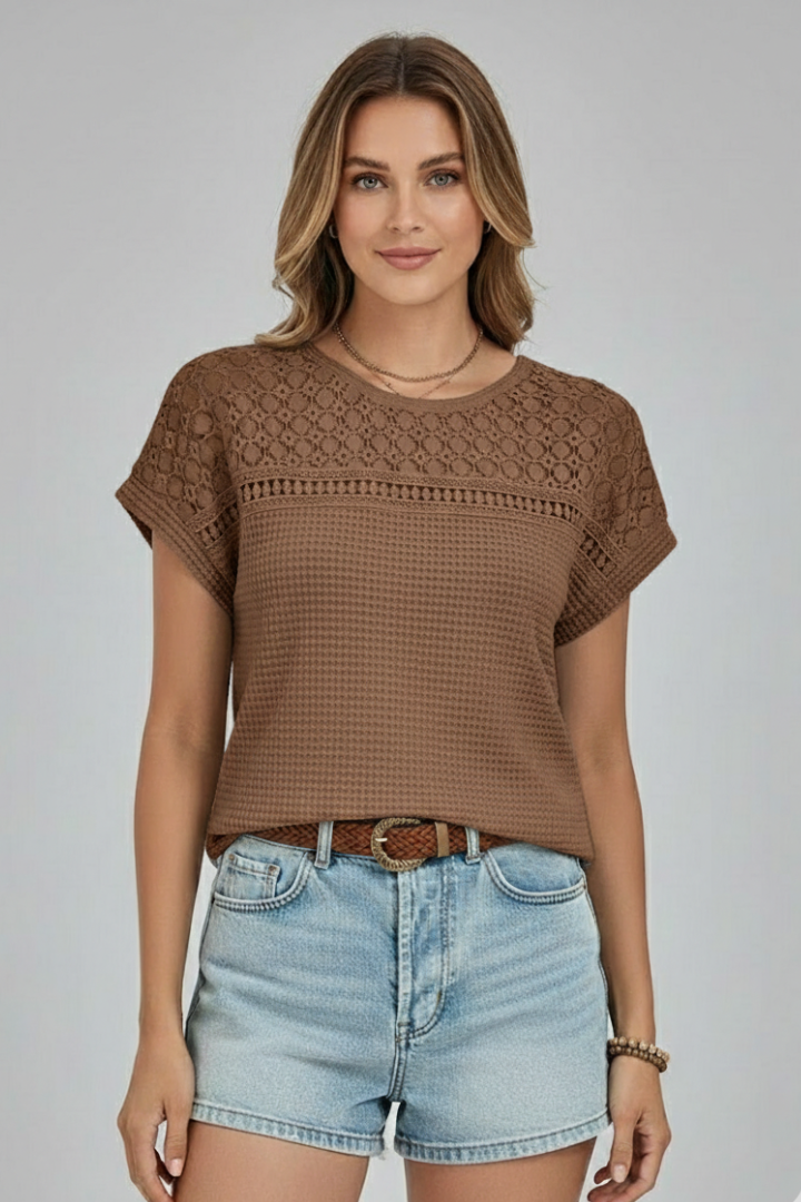 Annora — Openwork Round-Neck Tee