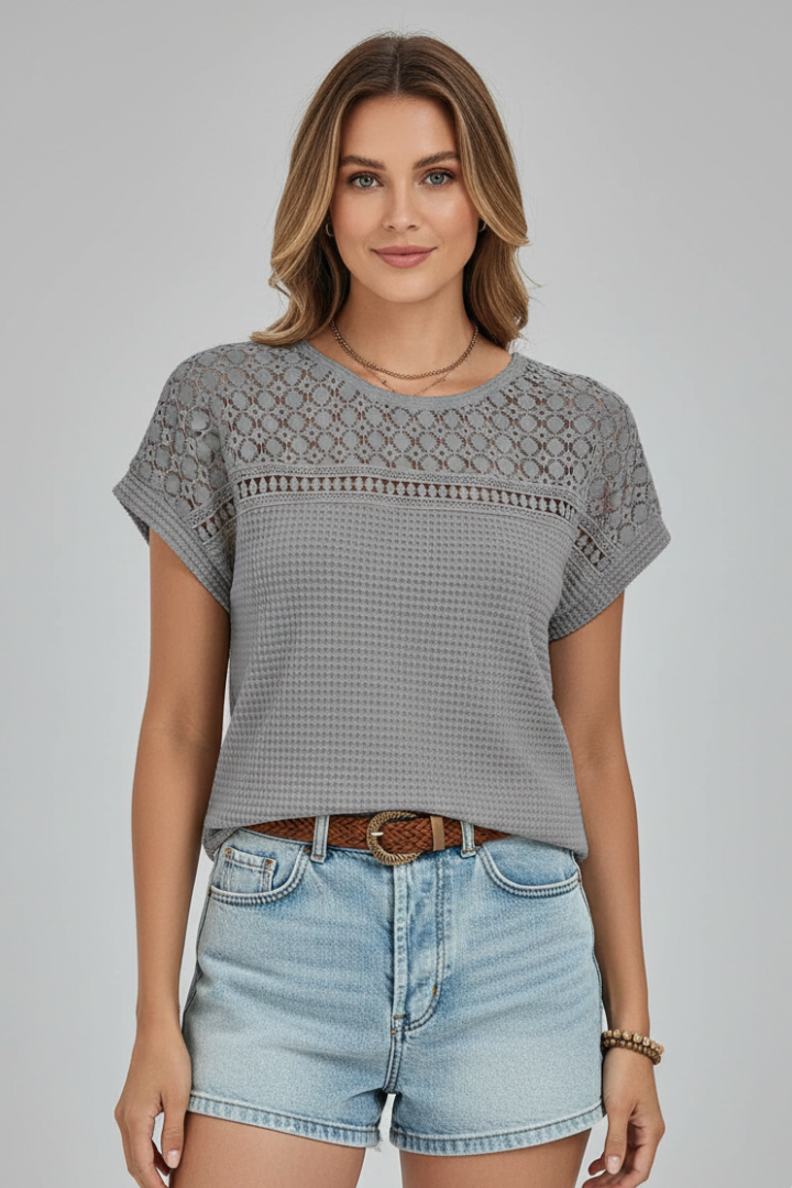 Annora — Openwork Round-Neck Tee