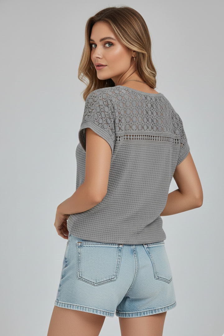 Annora — Openwork Round-Neck Tee
