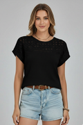Annora — Openwork Round-Neck Tee