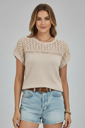 Annora — Openwork Round-Neck Tee