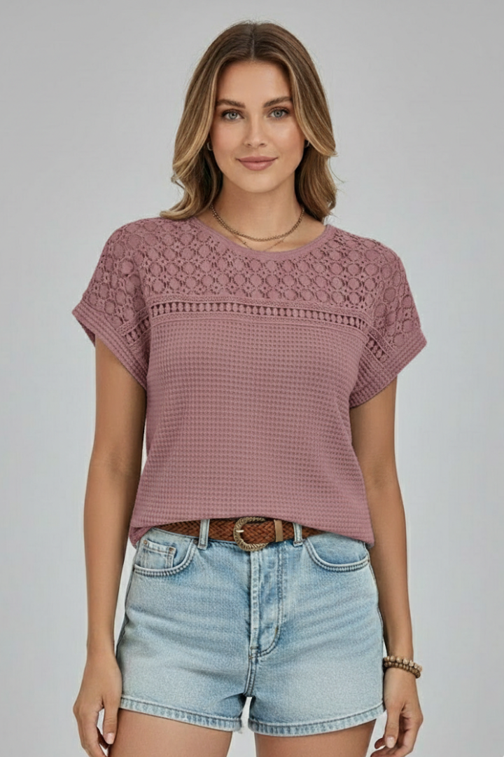 Annora — Openwork Round-Neck Tee
