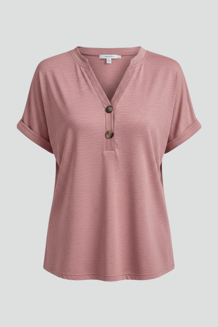 Kitty — V-Neck Button Tee