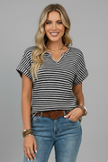 Kerensa — Striped V-Neck Tee