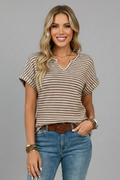 Kerensa — Striped V-Neck Tee
