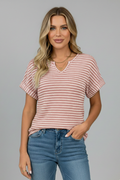 Kerensa — Striped V-Neck Tee