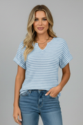 Kerensa — Striped V-Neck Tee