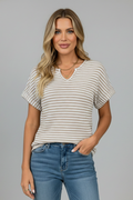 Kerensa — Striped V-Neck Tee