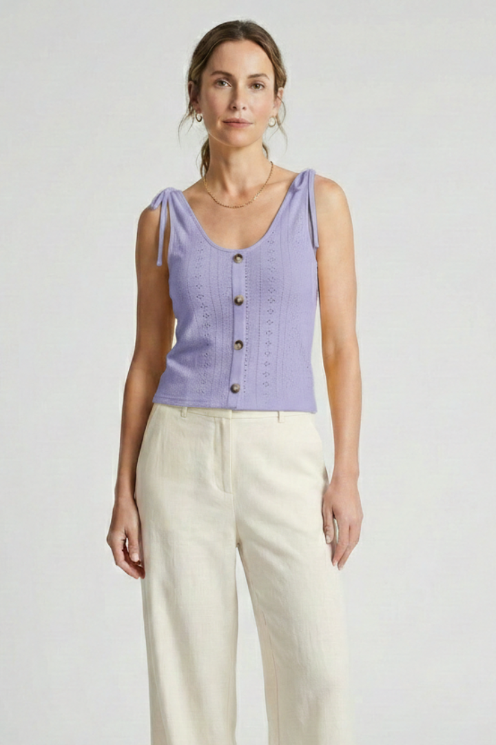 Tansy — Ribbed Button Tank Top