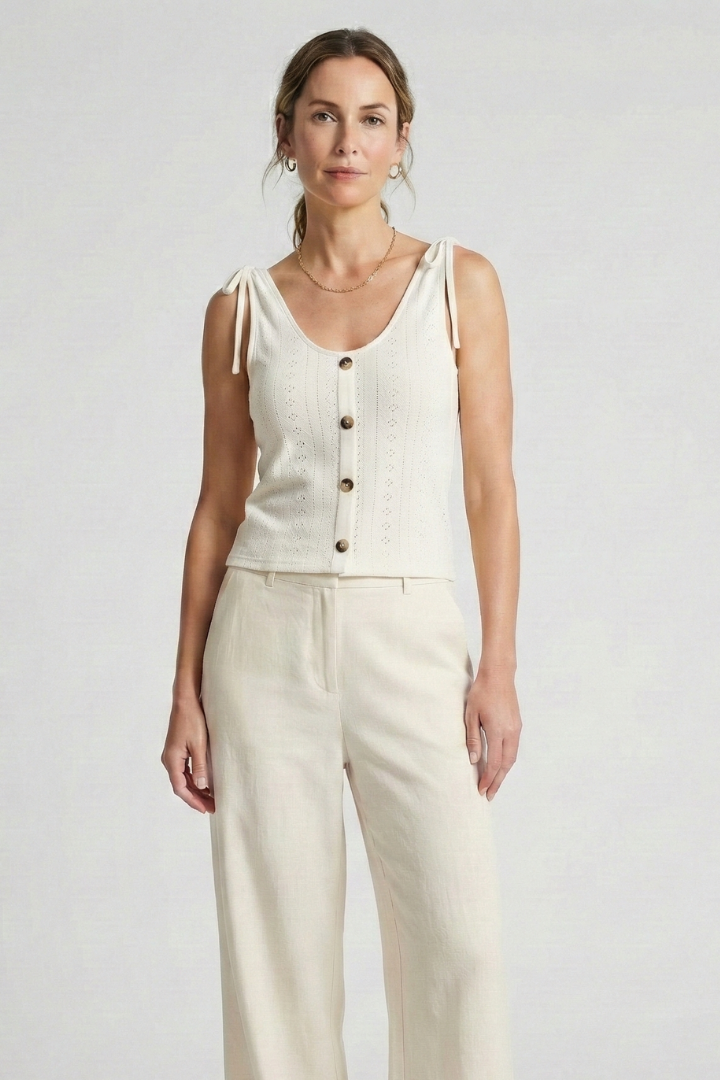 Tansy — Ribbed Button Tank Top