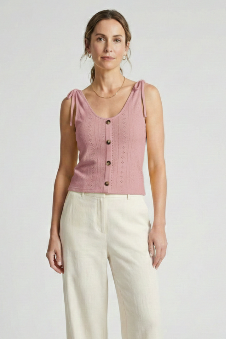 Tansy — Ribbed Button Tank Top