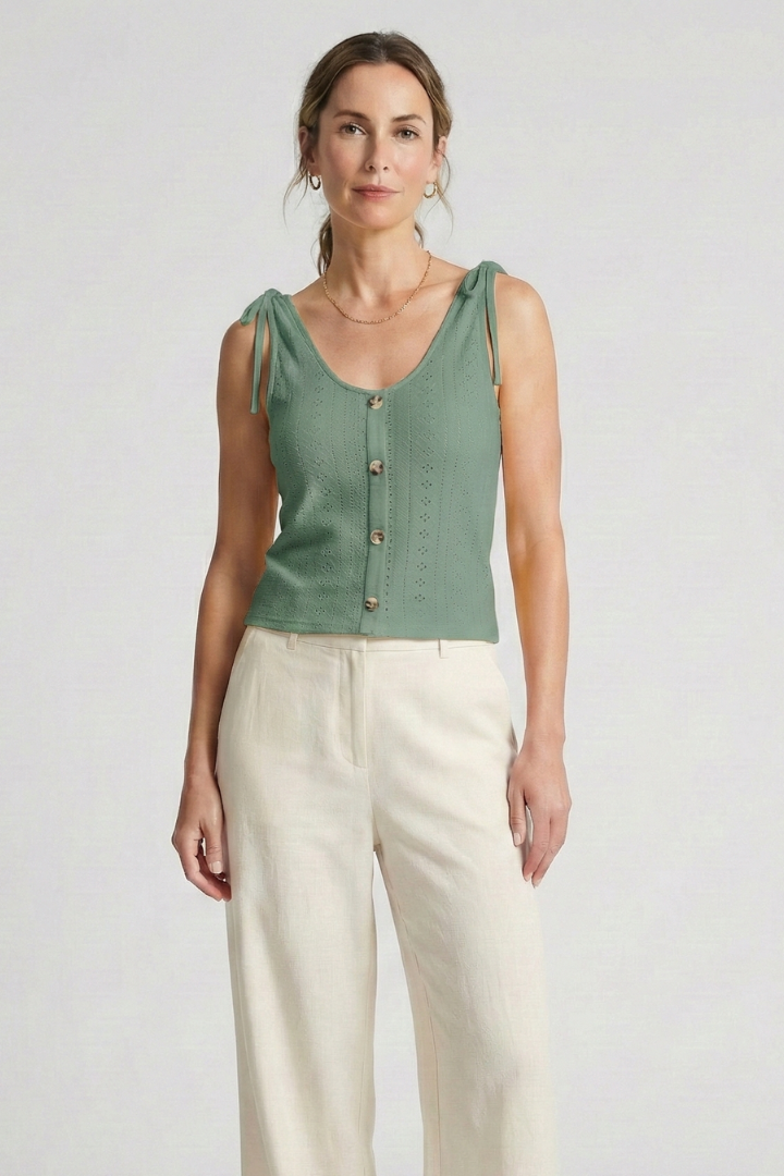 Tansy — Ribbed Button Tank Top