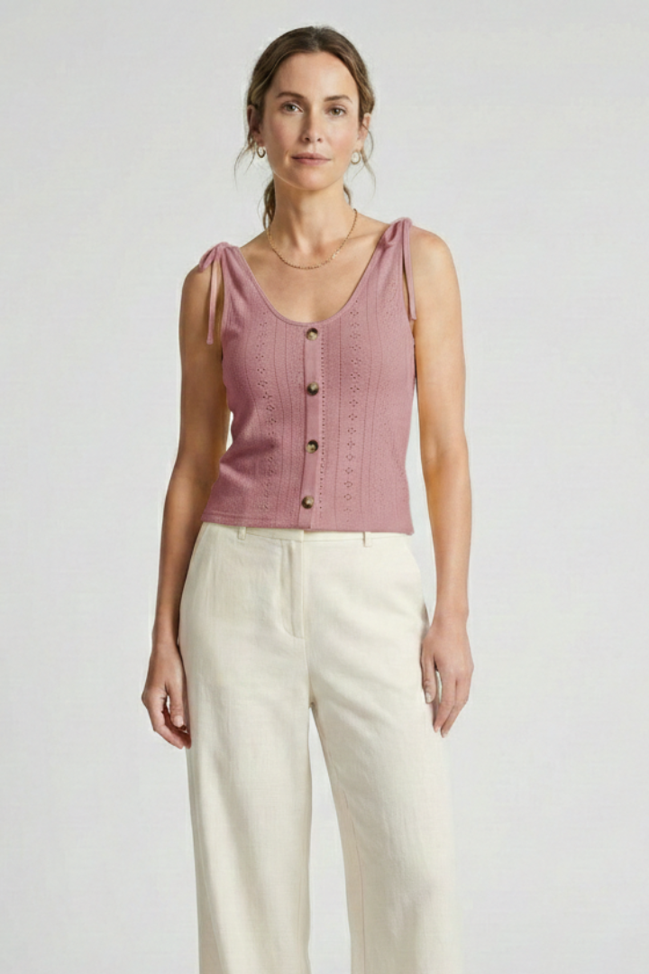Tansy — Ribbed Button Tank Top