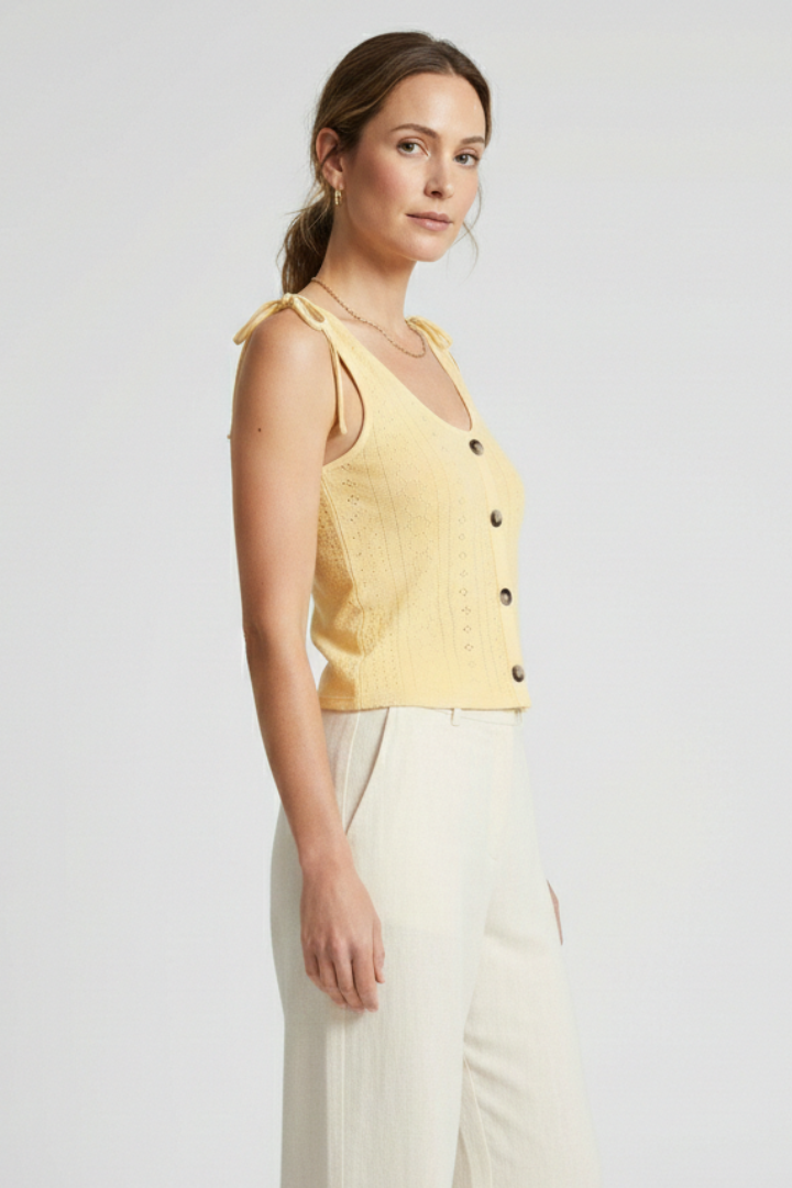 Tansy — Ribbed Button Tank Top