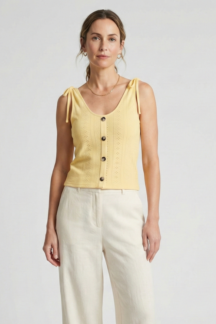 Tansy — Ribbed Button Tank Top