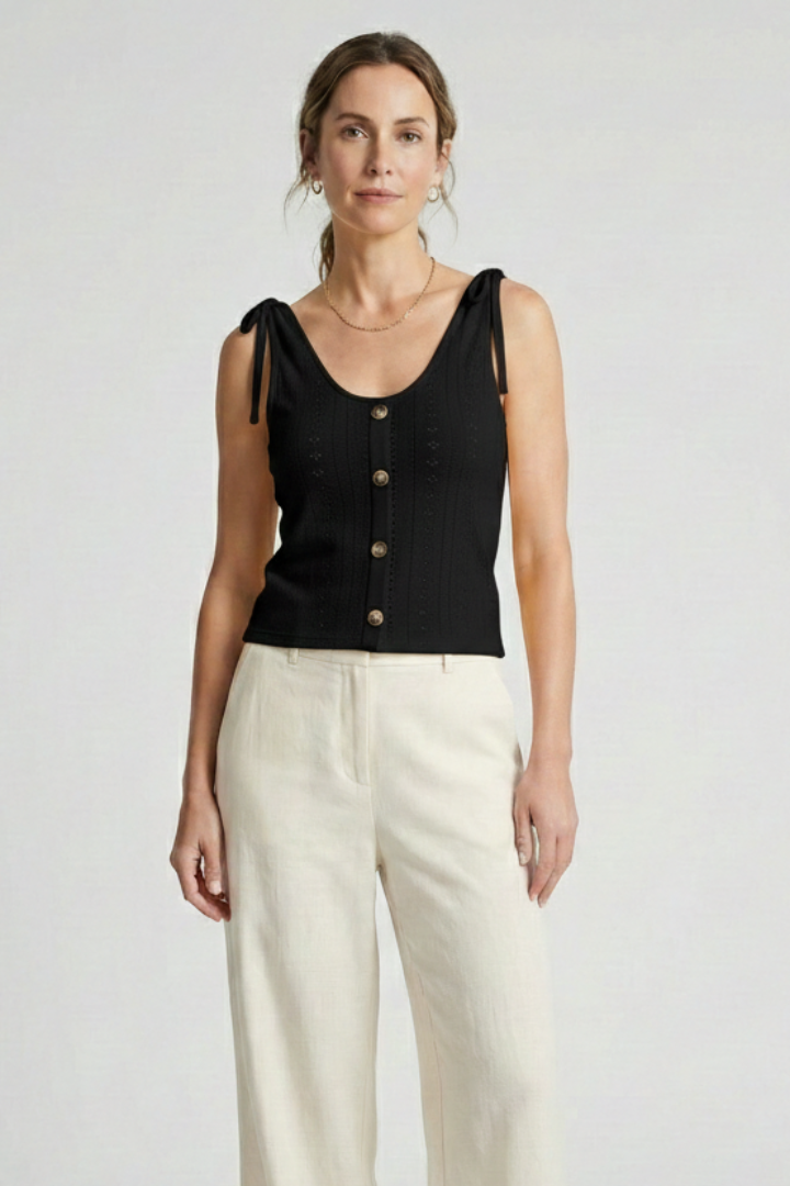 Tansy — Ribbed Button Tank Top