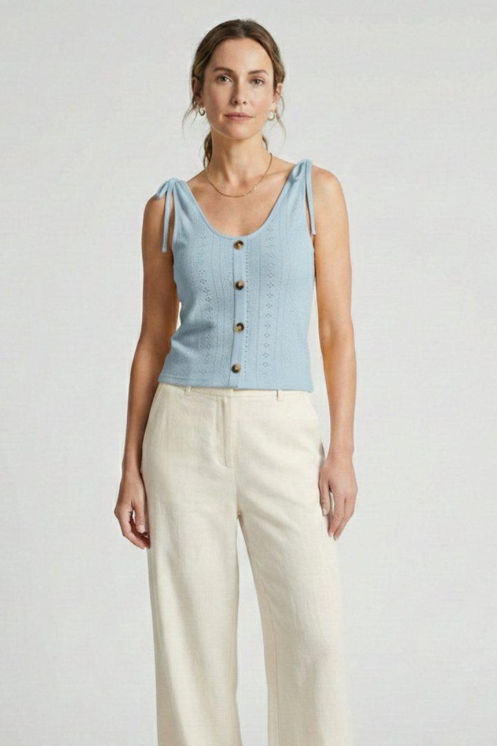 Tansy — Ribbed Button Tank Top