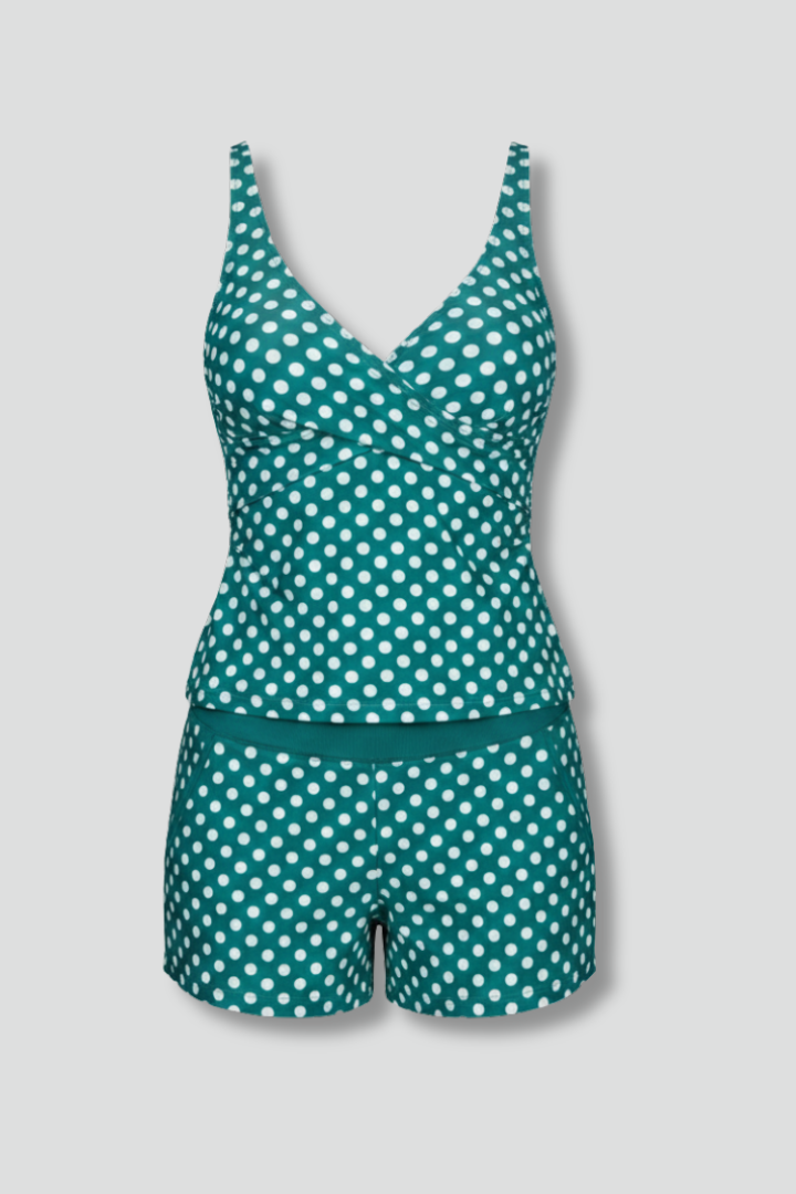 Harriet — V-Neck Tankini &amp; Swim Shorts Set