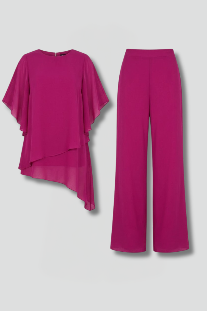 Sidony — Asymmetric-Hem Top &amp; Wide-Leg Set