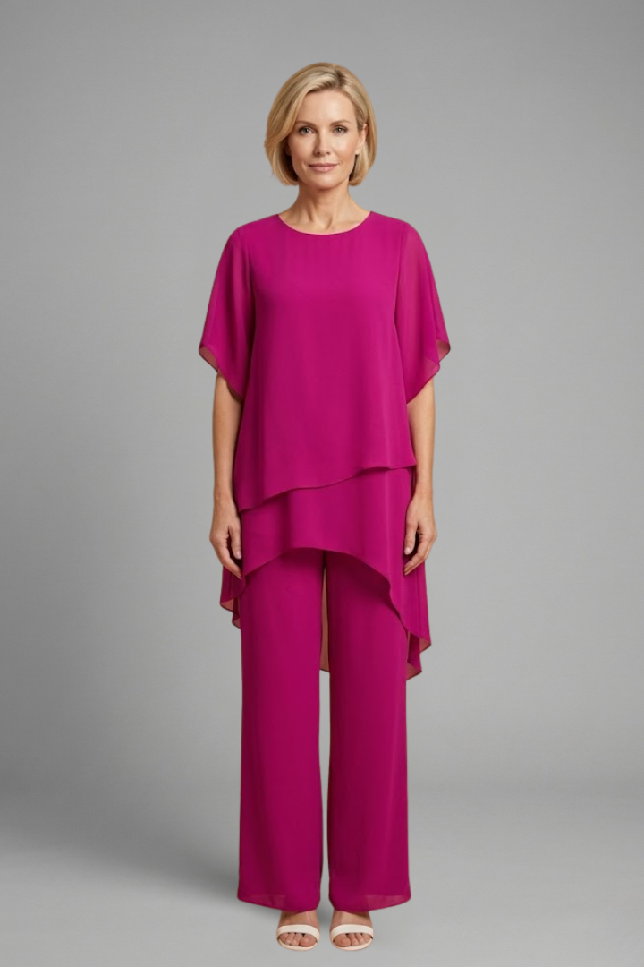 Sidony — Asymmetric-Hem Top &amp; Wide-Leg Set