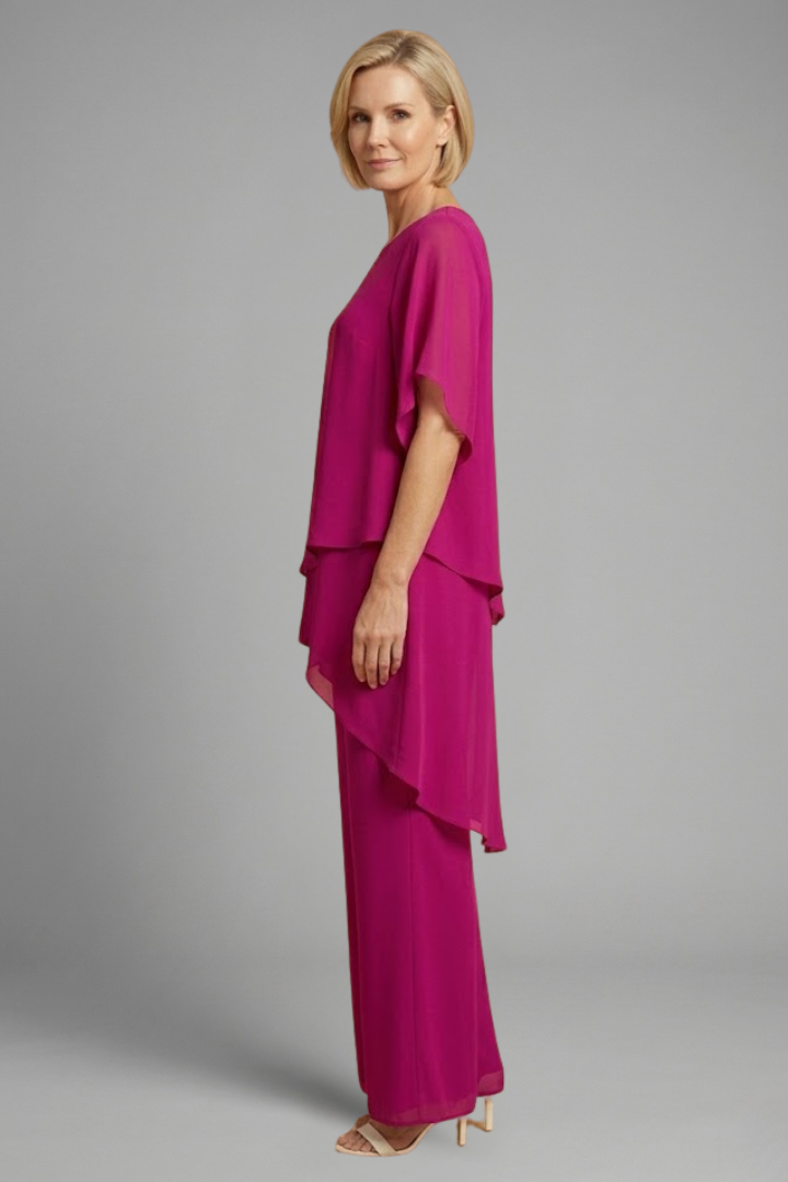 Sidony — Asymmetric-Hem Top &amp; Wide-Leg Set